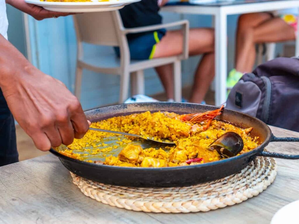 mediterranean paella seafood rice meal